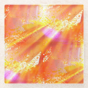colour seamless art background yellow, orange glass coaster