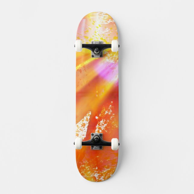 colour seamless art background yellow, orange skateboard (Front)