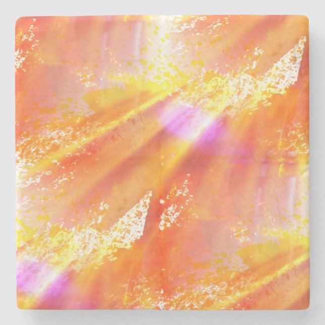 colour seamless art background yellow, orange stone coaster (Front)
