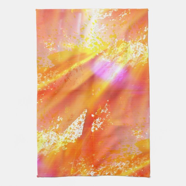 colour seamless art background yellow, orange tea towel (Vertical)