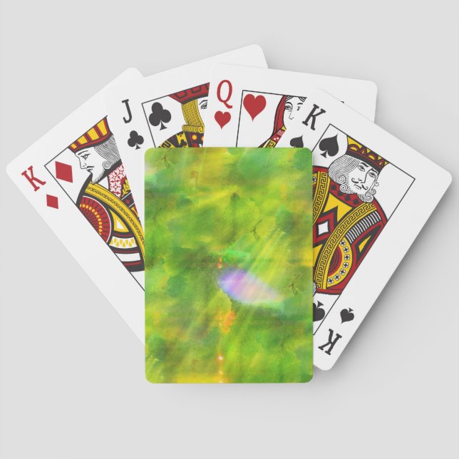 colour seamless background green, yellow playing cards (Back)