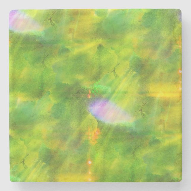 colour seamless background green, yellow stone coaster (Front)