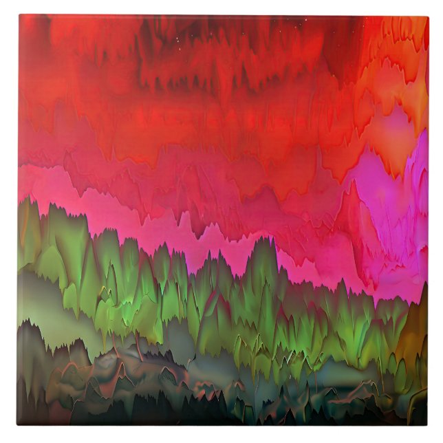 "Colour Serenade" Colourful Abstract Art  Ceramic Tile (Front)