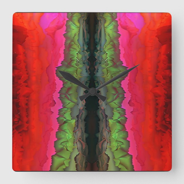 "Colour Serenade" Colourful Abstract Art  Square Wall Clock (Front)