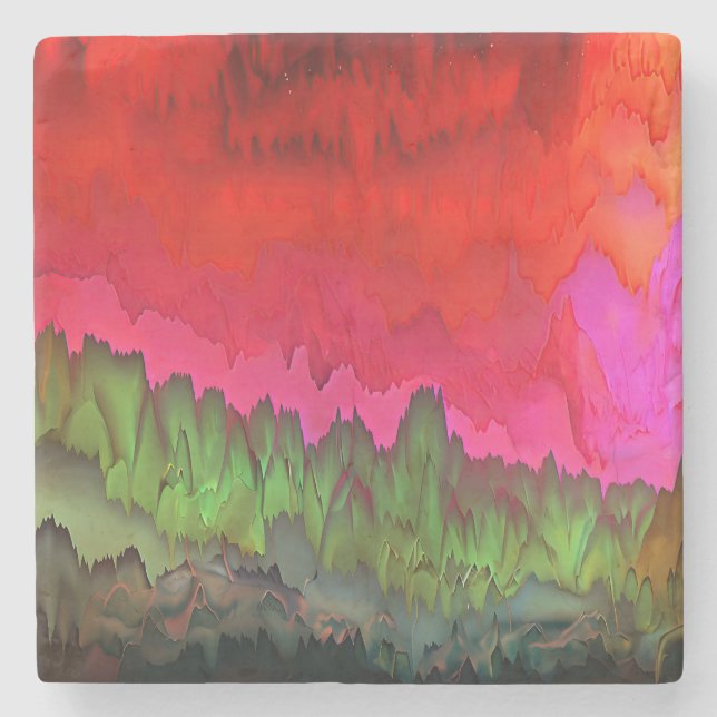 "Colour Serenade" Colourful Abstract Art  Stone Coaster (Front)
