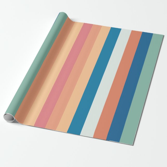 Colour Shade Stripes Wrapping Paper (Unrolled)