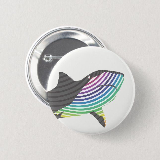 Colour Shark Swirl 6 Cm Round Badge (Front & Back)