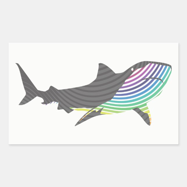 Colour Shark Swirl Rectangular Sticker (Front)