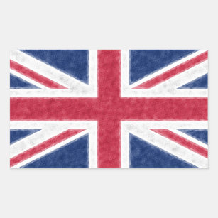 Colour Sketch Effect UK Flag Union Jack Rectangular Sticker