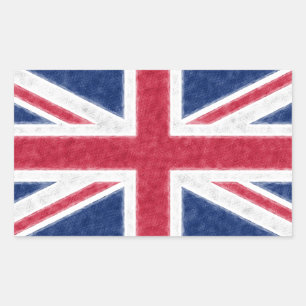 Colour Sketch Effect UK Flag Union Jack Rectangular Sticker