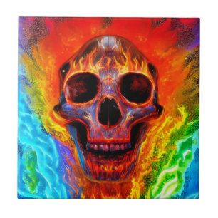 Colour Skull Ceramic Tile