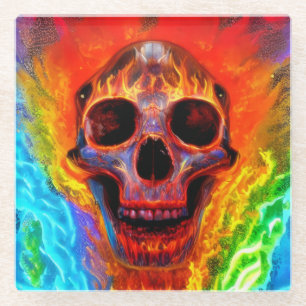 Colour Skull Glass Coaster