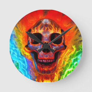 Colour Skull Round Clock