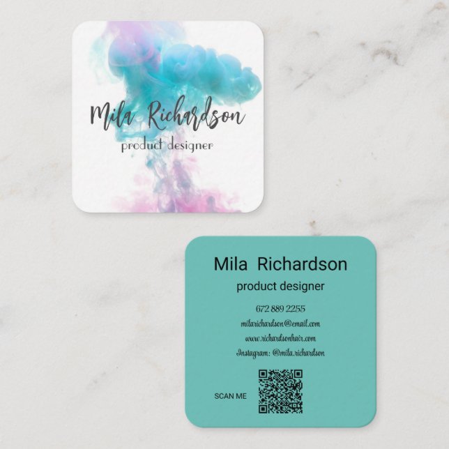 Colour smoke square business card (Front/Back)