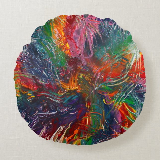 Colour Spectrum Pinwheel Round Cushion (Front)