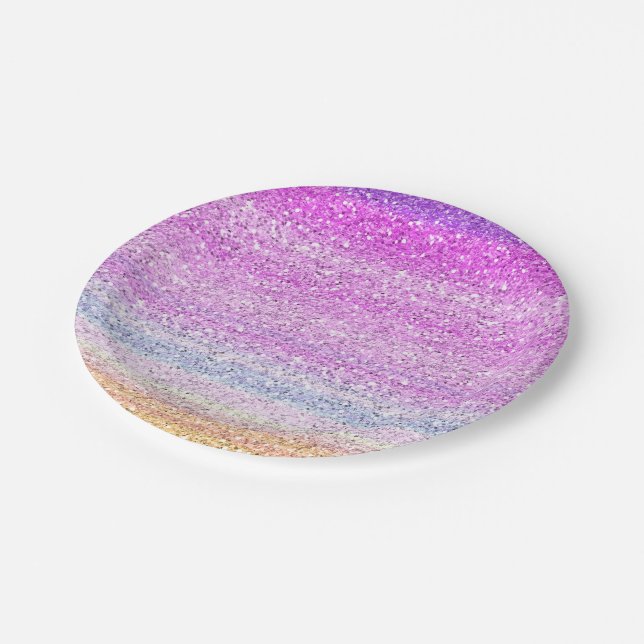 Colour Spectrum Sparkle Effect Paper Plate (Angled)