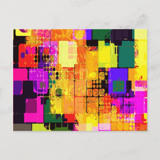 Colour Splash Abstract Art Geometric Patterns Postcard (Front)