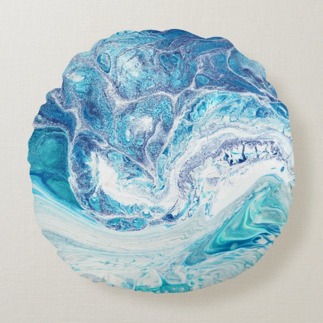 Colour Splash: Acrylic Abstract Background Round Cushion (Front)