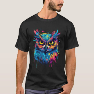 Colour Splash Art Owl Wisdom And Protection Symbol T-Shirt