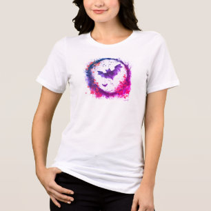 Colour Splash Bat Silhouette Halloween T-Shirt Tri-Blend Shirt