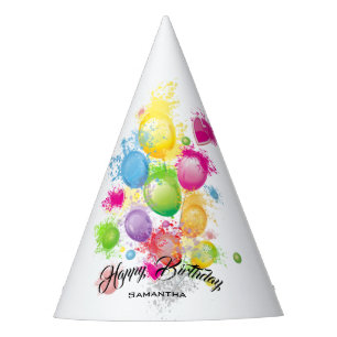 Colour Splash Birthday Balloons Party Hat