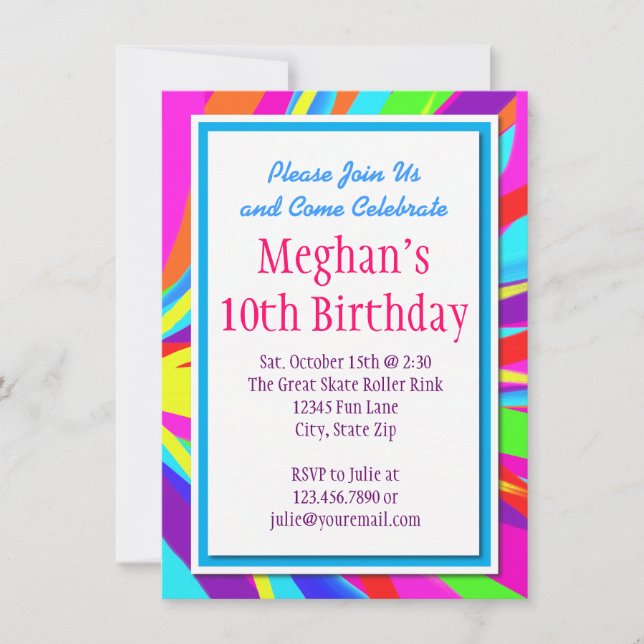 Colour Splash Bold Birthday Party Invitations (Front)