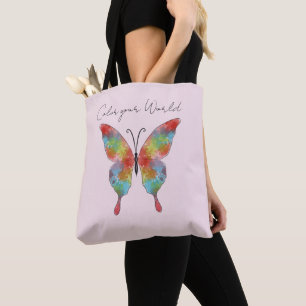 Colour Splash Butterfly Tote Bag
