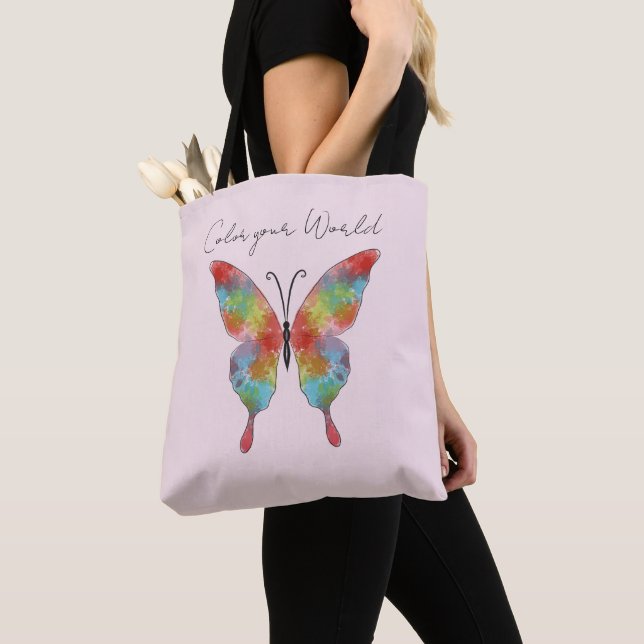 Colour Splash Butterfly Tote Bag (Close Up)