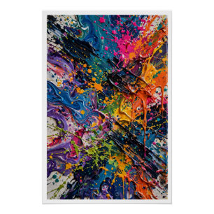Colour Splash Chaos Abstract Art Poster