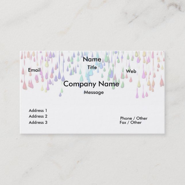 Colour Splash Drops Business Card (Front)