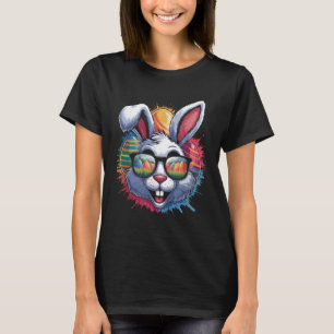 Colour Splash Easter Bunny Egg Hunting Bright Arti T-Shirt