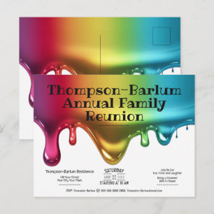 Colour Splash Family Reunion Invitation Postcard