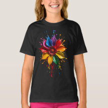 Colour Splash Flower T-Shirt | Vibrant Floral Art 