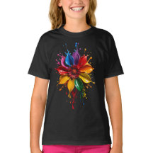 Colour Splash Flower T-Shirt | Vibrant Floral Art 