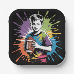 Colour Splash Football Boy Birthday Party Paper Plate