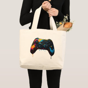 Colour Splash Game Controller Sticker  Large Tote Bag