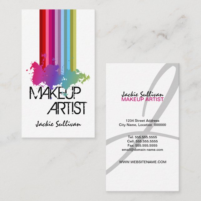 Colour Splash Makeup Artist Business Card (Front/Back)
