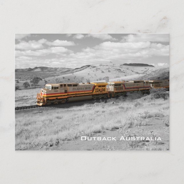 Colour Splash Photograph - Outback Freight Train Postcard (Front)