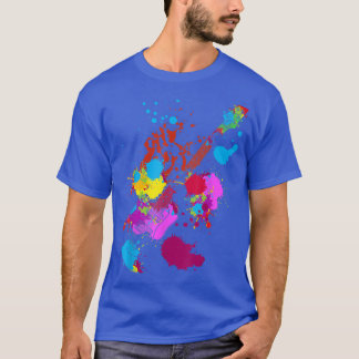 Colour Splash Playing Rock Guitar Guitarist Band R T-Shirt
