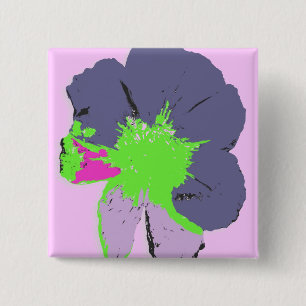 Colour Splash/ PopArt Flower 15 Cm Square Badge