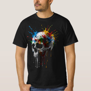 Colour Splash Skull T-Shirt   Artistic Skull Graph