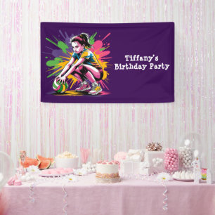 Colour Splash Volleyball Girl Birthday Party Banner