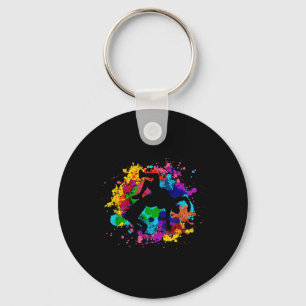 Colour Splash Wrestling Art Vibrant Wrestler Key Ring