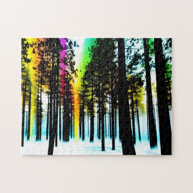 Colour Splashing Through Black Silhouette Forest Jigsaw Puzzle (Horizontal)