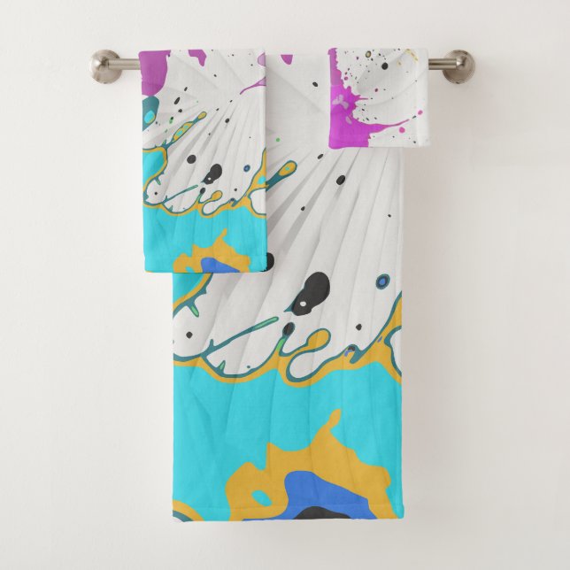 colour splatter bath towel set (Insitu)