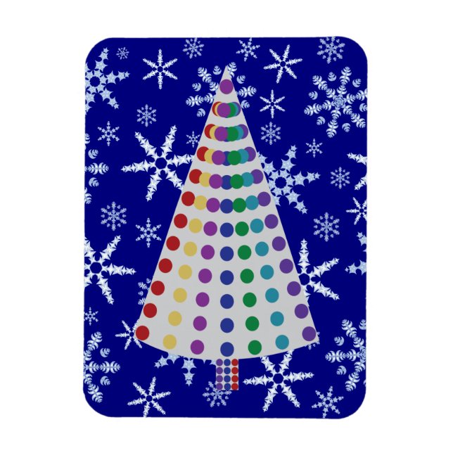 Colour Spray Christmas Tree on Snowflake Blizzard Magnet (Vertical)
