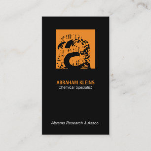 Colour Square Monogram (orange) black background Business Card