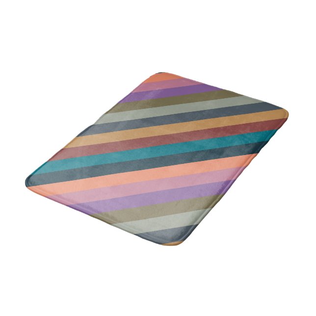 colour stripes in colourful pastel bath mat (Angled)