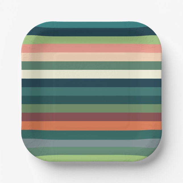 Colour Stripes Party Paper Plate (Front)