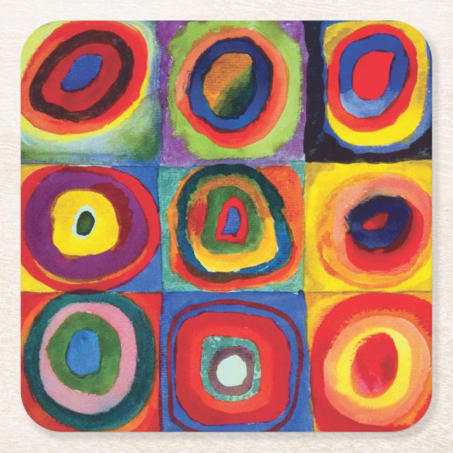 Colour Study by Wassily Kandinsky Square Paper Coaster (Front)